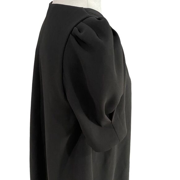 Zara Women Black Short Puff Sleeves Short Mini Dress Flowy V Neck XS - Picture 11 of 14